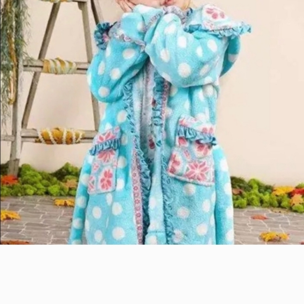 Matilda Jane Robe Blue pink floral Fleece Pockets#FREE WITH BUNDLE - Picture 7 of 7